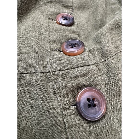 URBAN OUTFITTERS Wide Leg Linen Jumpsuit S Olive Green Tie Back Vest Fit Boho - Picture 10 of 16